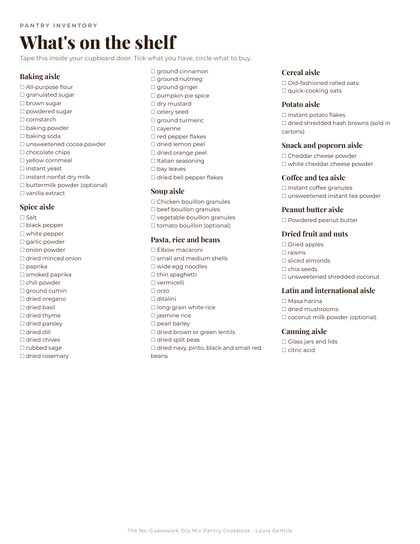 A printable pantry inventory sheet